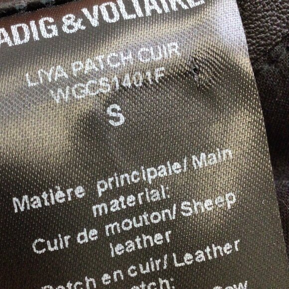 ZADIG & VOLTAIRE BLACK MULTI LIYA LEOPARD PATCH LEATHER BIKER JACKET - Picture 5 of 5